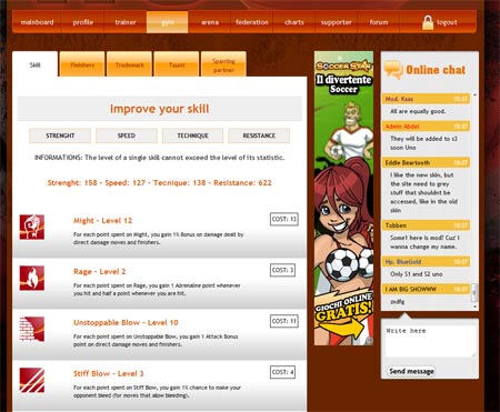 Wrestler data screenshot
